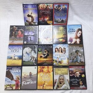 Mixed Brand DVD Lot Faith Based Family Movies 19 Titles Multicolor One Size